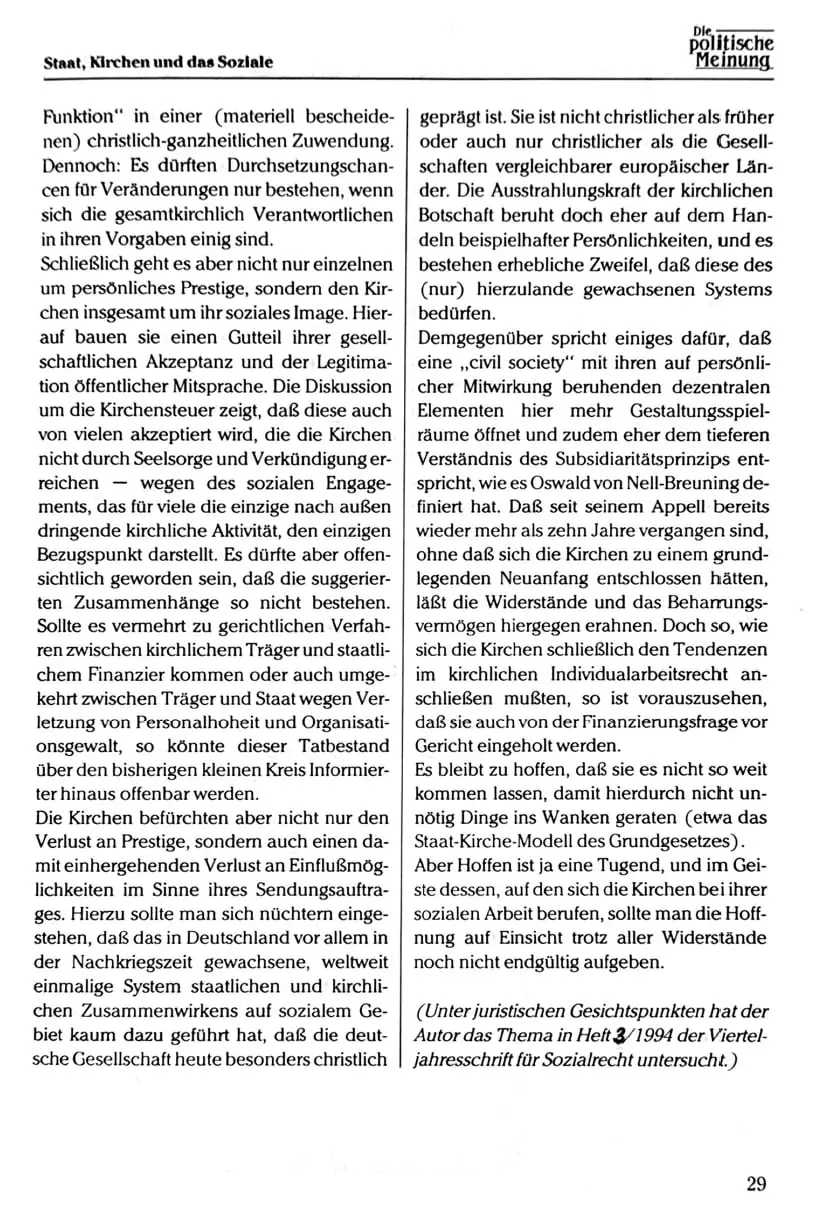 Seite 29 des Beitrags in „Die politische Meinung“, Juli 1994